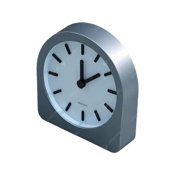 a silver clock on a white background