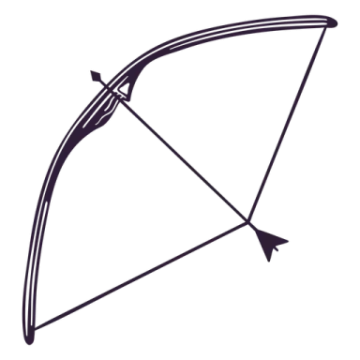 a black and white drawing of an arrow