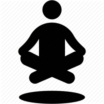 a black and white silhouette of a person sitting in a lotus pose