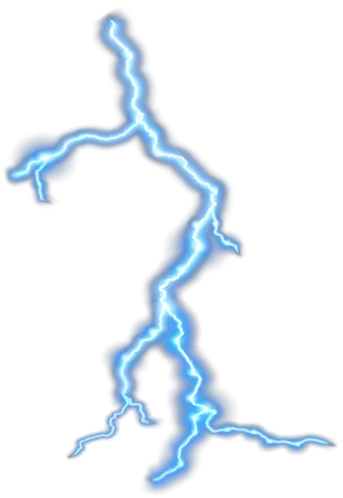 a blue lightning bolt on a white background