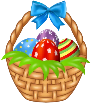 an easter basket with eggs and a bow