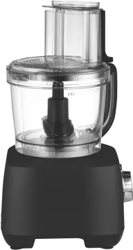 a black food processor on a white background