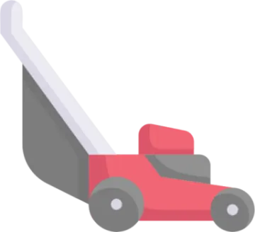 a red lawn mower on a white background