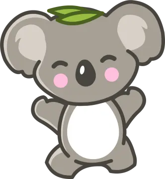 a cartoon koloa with a leaf on its head