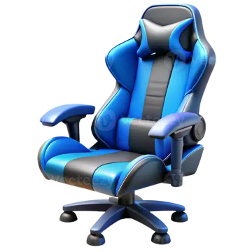 a blue and black gaming chair