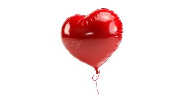a red heart shaped balloon on a white background