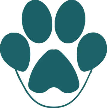 a blue paw print on a white background