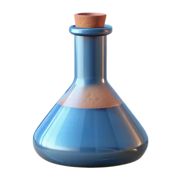 a blue glass bottle with a cork top