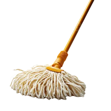 a yellow mop on a white background