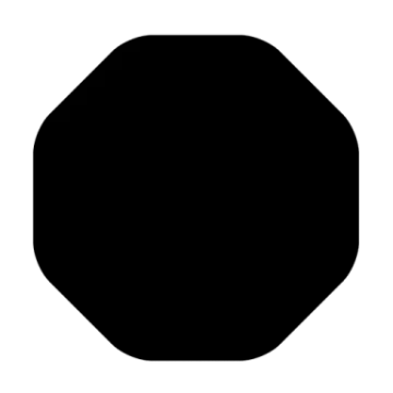 a black hexagon on a white background