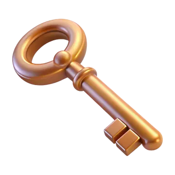 a golden key on a white background