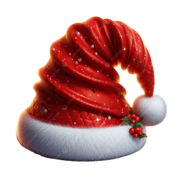 a santa claus hat with red and white fur
