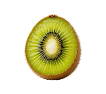 a sliced kiwia fruit on a white background