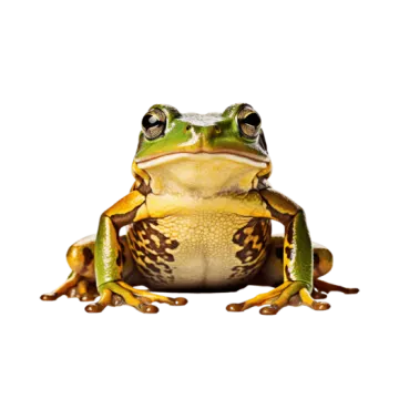 a frog sitting on top of a white surface
