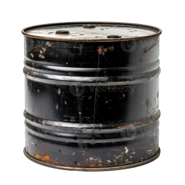 an old black oil drum on a white background