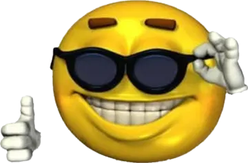 a yellow smiley with sunglasses giving the thumbs
