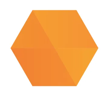 an orange pentagon with a white background