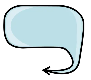 a speech bubble with an arrow pointing up