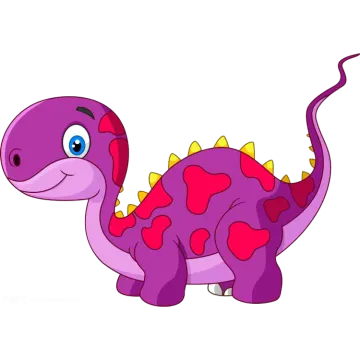 a purple dinosaur with red and yellow spots