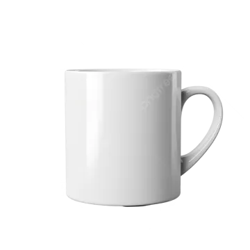 a white coffee mug with a black handle