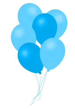 a bunch of blue balloons