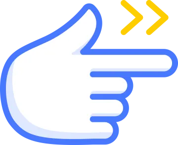a hand pointing to the left with an arrow pointing up