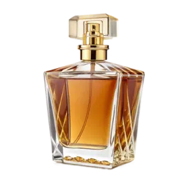 a bottle of perfume on a white background