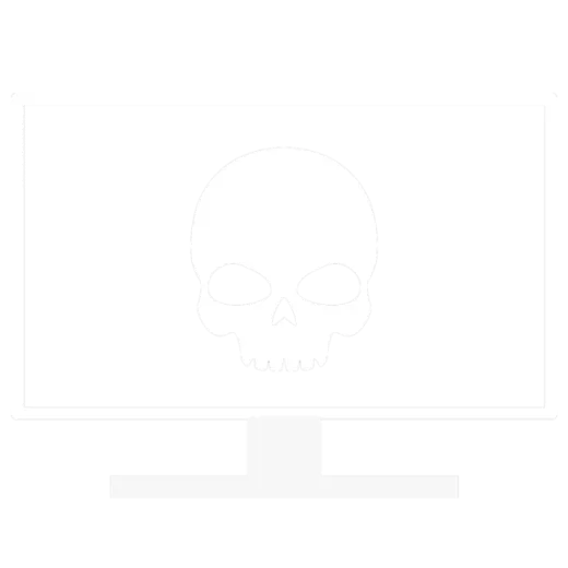 a computer screen with a skull on it