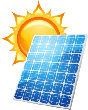 a solar panel with the sun behind it