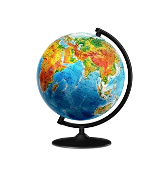a globe on a stand with a white background