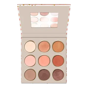the makeup palette is a neutral palette with blush tones