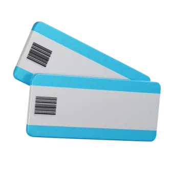 a pair of blue and white credit cards