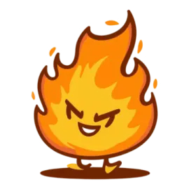 a cartoon fire with its eyes closed