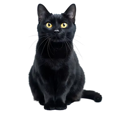 black cat with yellow eyes