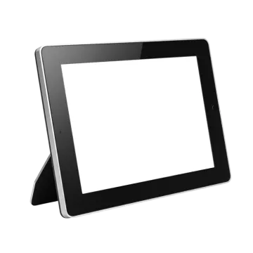 a tablet with a white screen on it