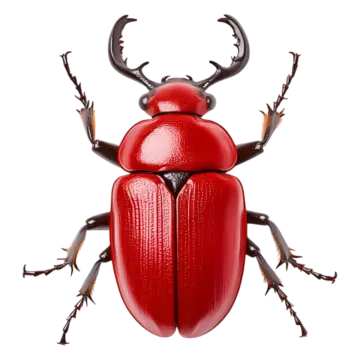 a red beetle on a white background