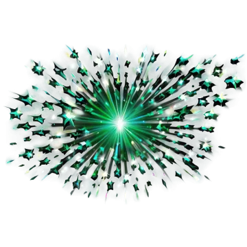 a burst of green and white stars on a white background