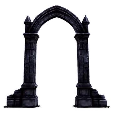 a black stone arch on a white background
