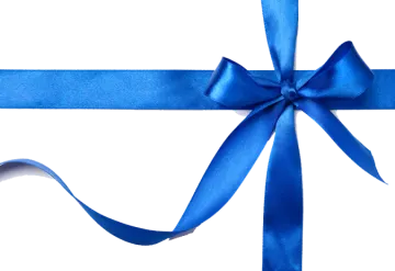 a blue ribbon on a white background