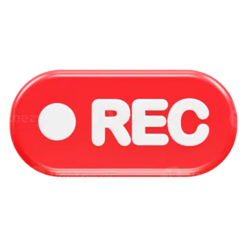 a red rec button with the word rec on it