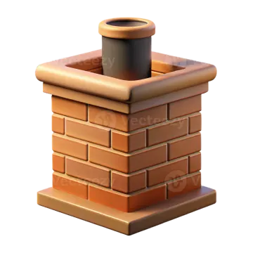 a brick chimney on a white background