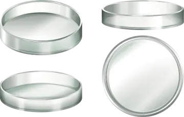 a set of three round mirrors on white background