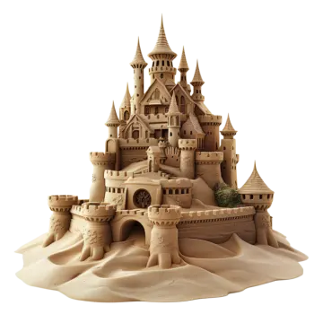a sand castle on a white background