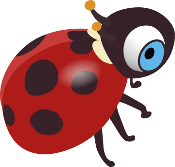 a ladybug with blue eyes and black spots