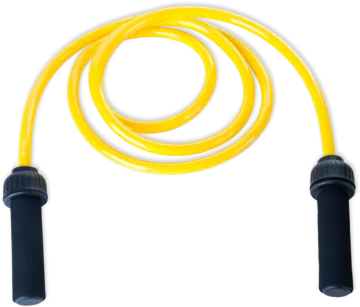 a yellow skipping rope on a white background
