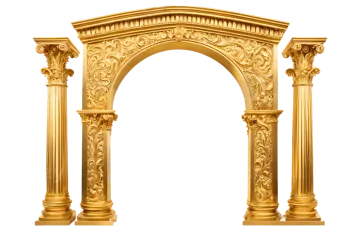 a golden arch on a white background