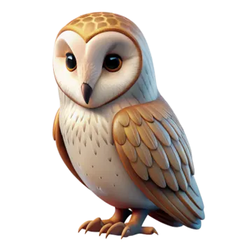 an owl sitting on a white background
