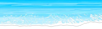 a beach scene with waves and blue sky