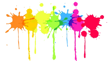 a group of colorful paint splashs