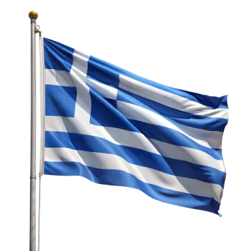 a greek flag flying in the wind